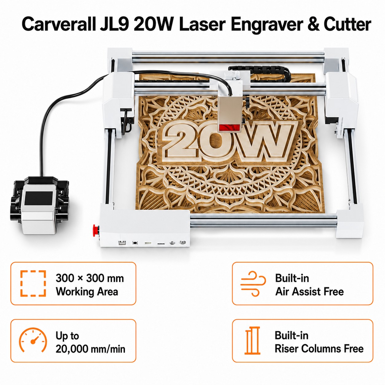 Industrial Handheld Laser Engraver - Carverall JL9 20W Gravador e Cortador