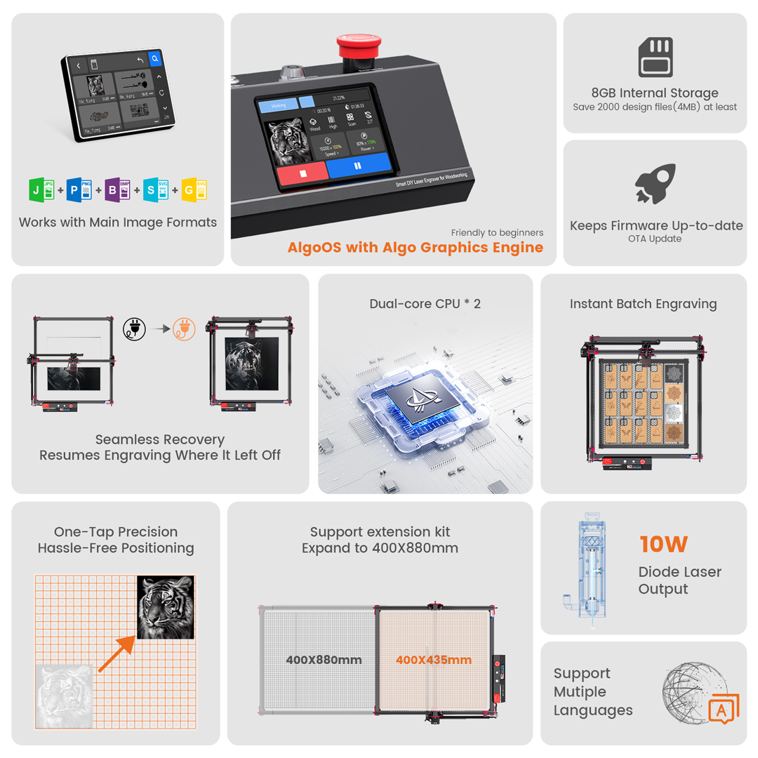 AlgoLaser DIY KIT MK2 10W Grav - Industrial Handheld Laser Engraver avaliação e preço